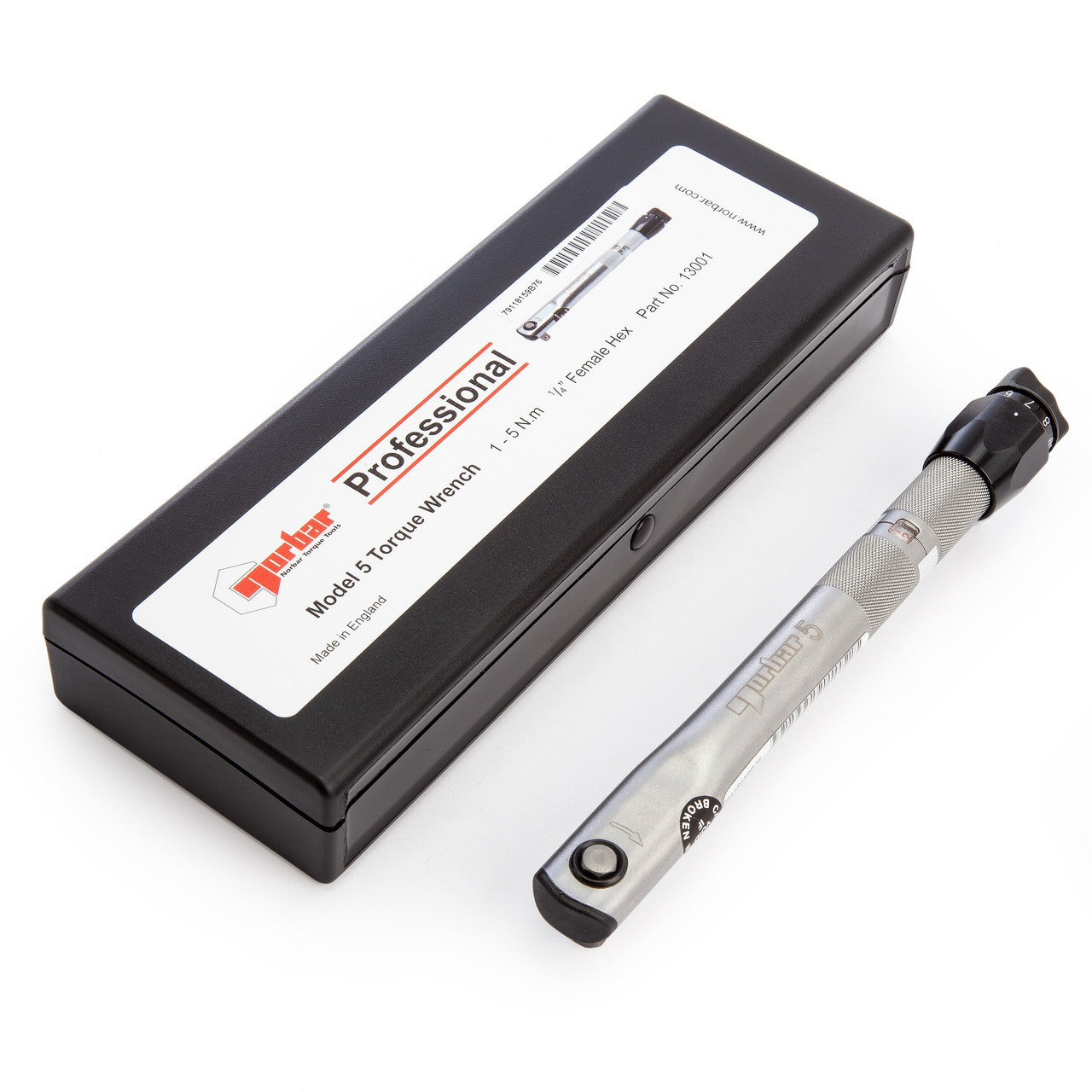 Norbar Model 5 Female Torque Wrench 1/4" Hex 1 - 5 Nm Stepless Ratchet 13001