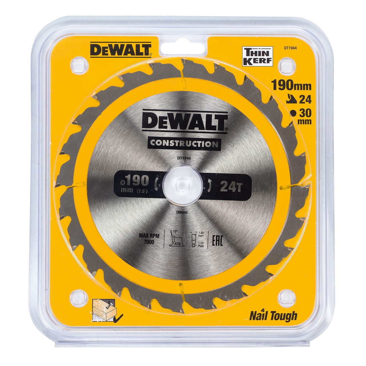 Dewalt Construction Circular Saw Blade 190 x 30mm x 24T DT1944