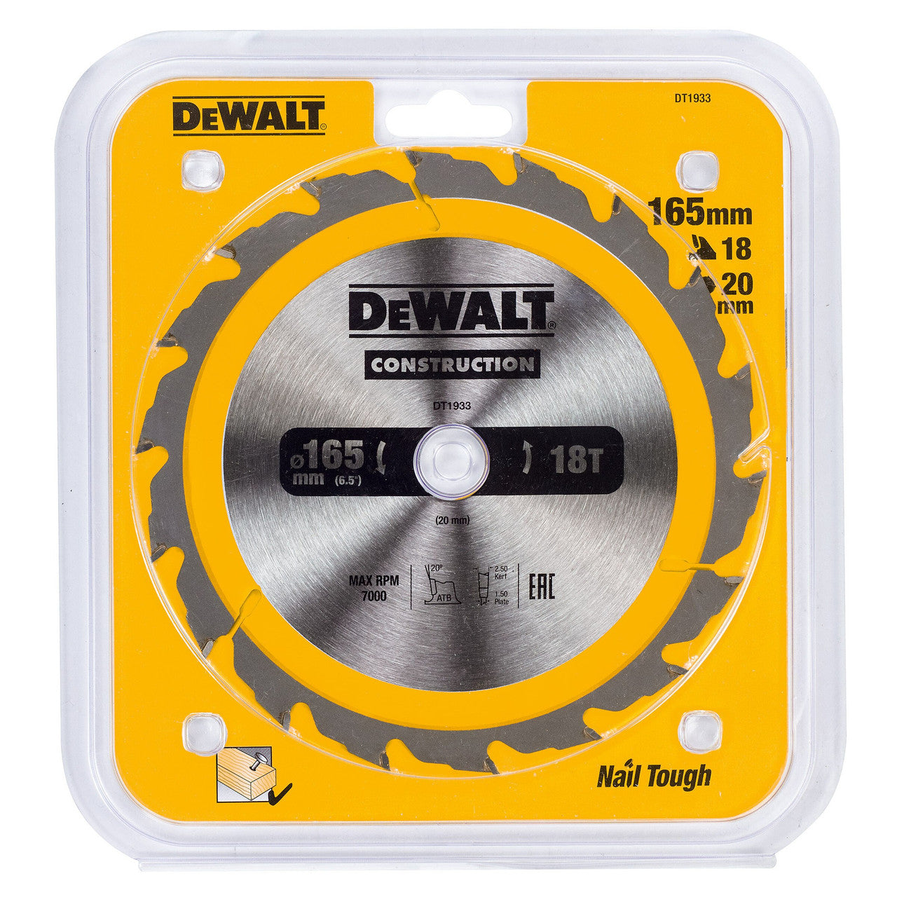 Dewalt Construction Circular Saw Blade 165 x 20mm x 18T DT1933