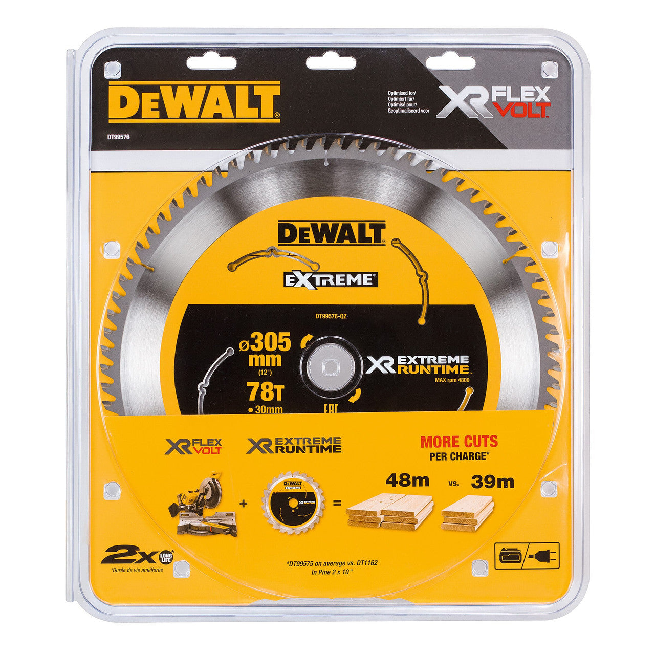 Dewalt Extreme Runtime Multi Purpose Mitre Saw Blade 305 x 30mm x 78T DT99576