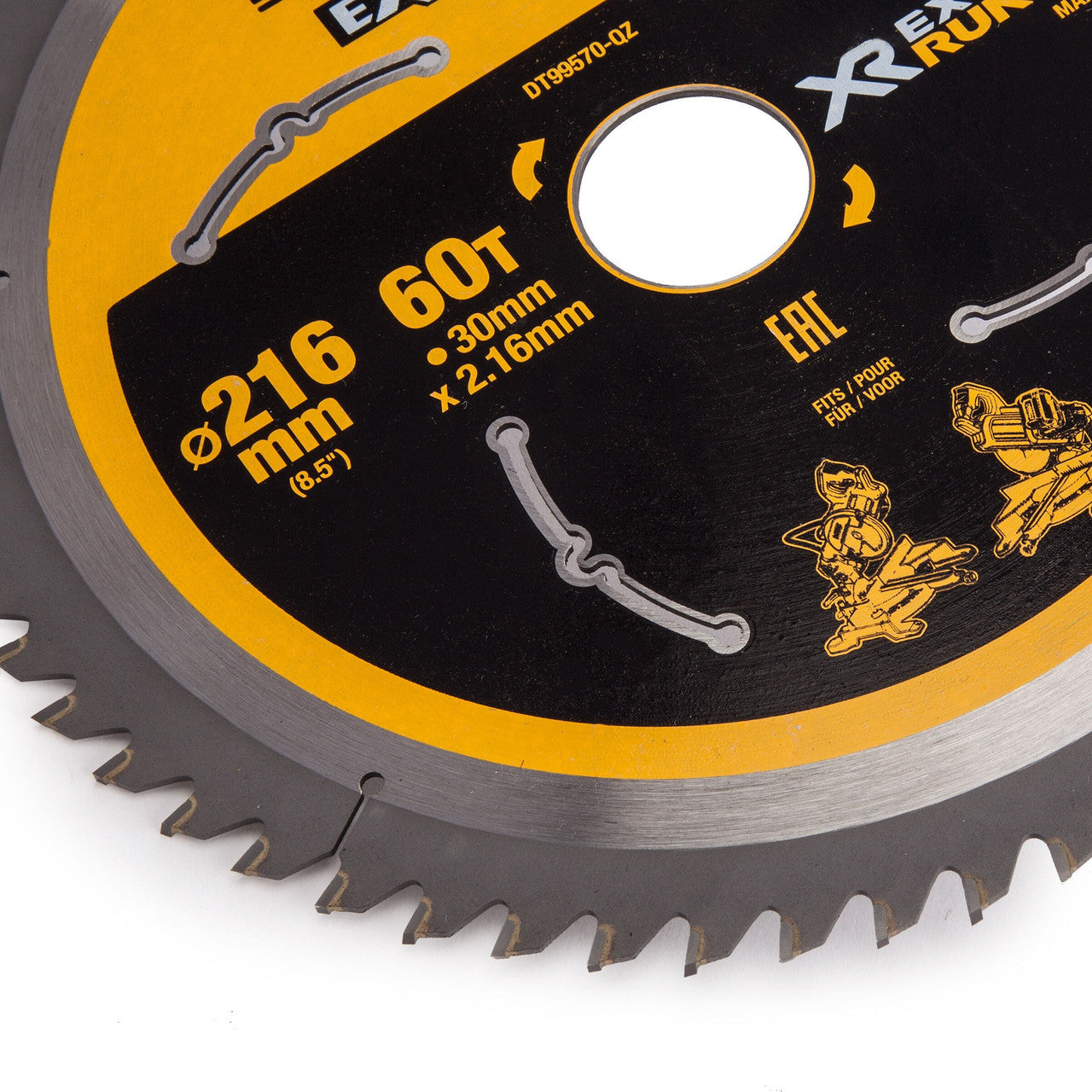 Dewalt Extreme Runtime Multi Purpose Mitre Saw Blade 216 x 30mm x 60T DT99570