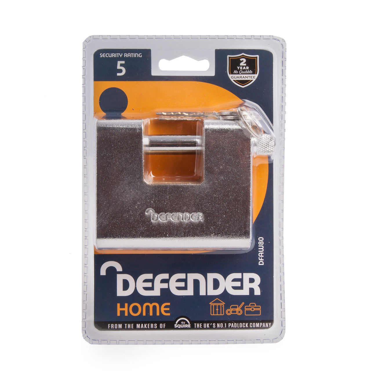 Henry Squire Armoured Warehouse Lock Branded Defender 80mm DFAW80