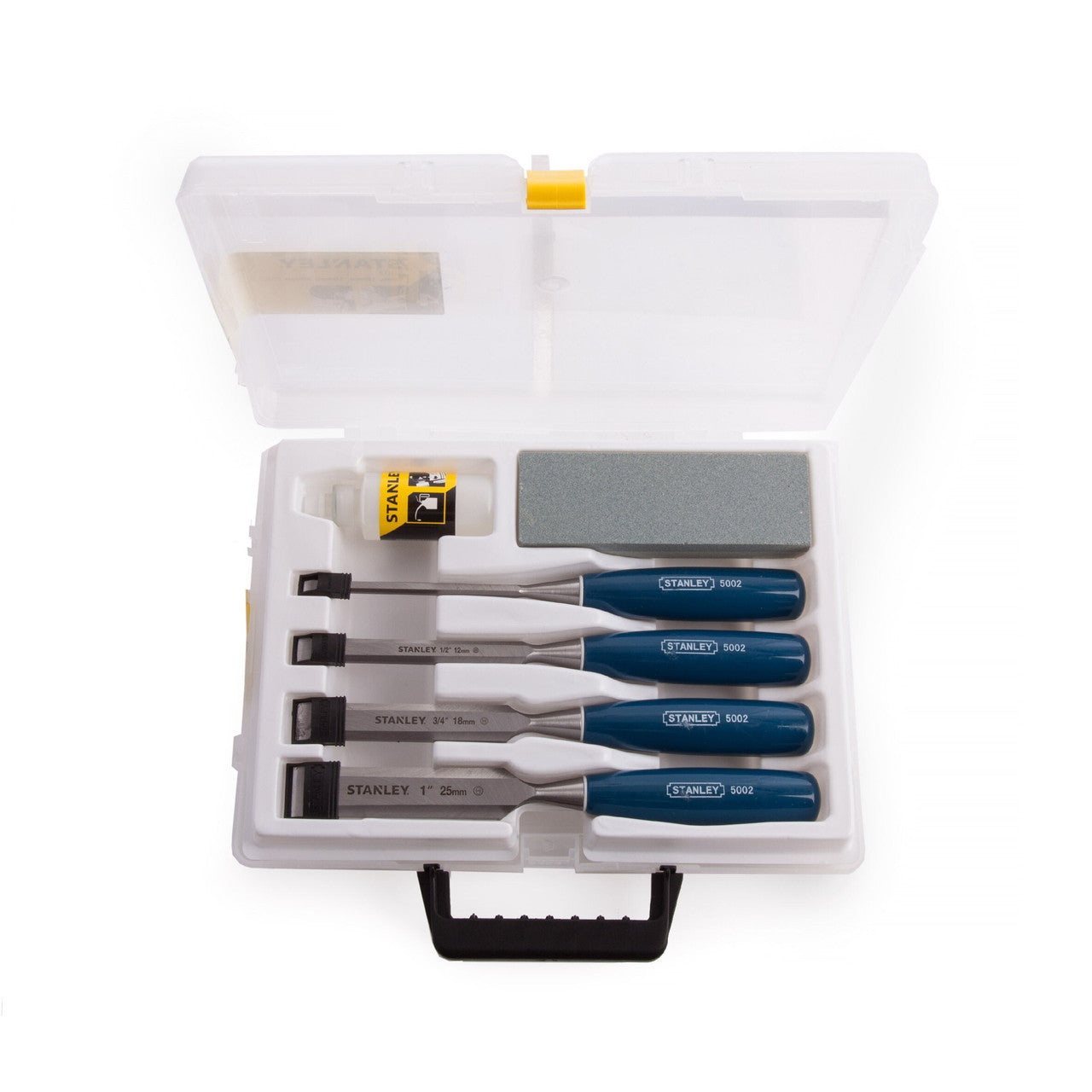 Stanley Bevel Edge Wood Chisel Set of 4 With Oilstone 0-16-130 5002