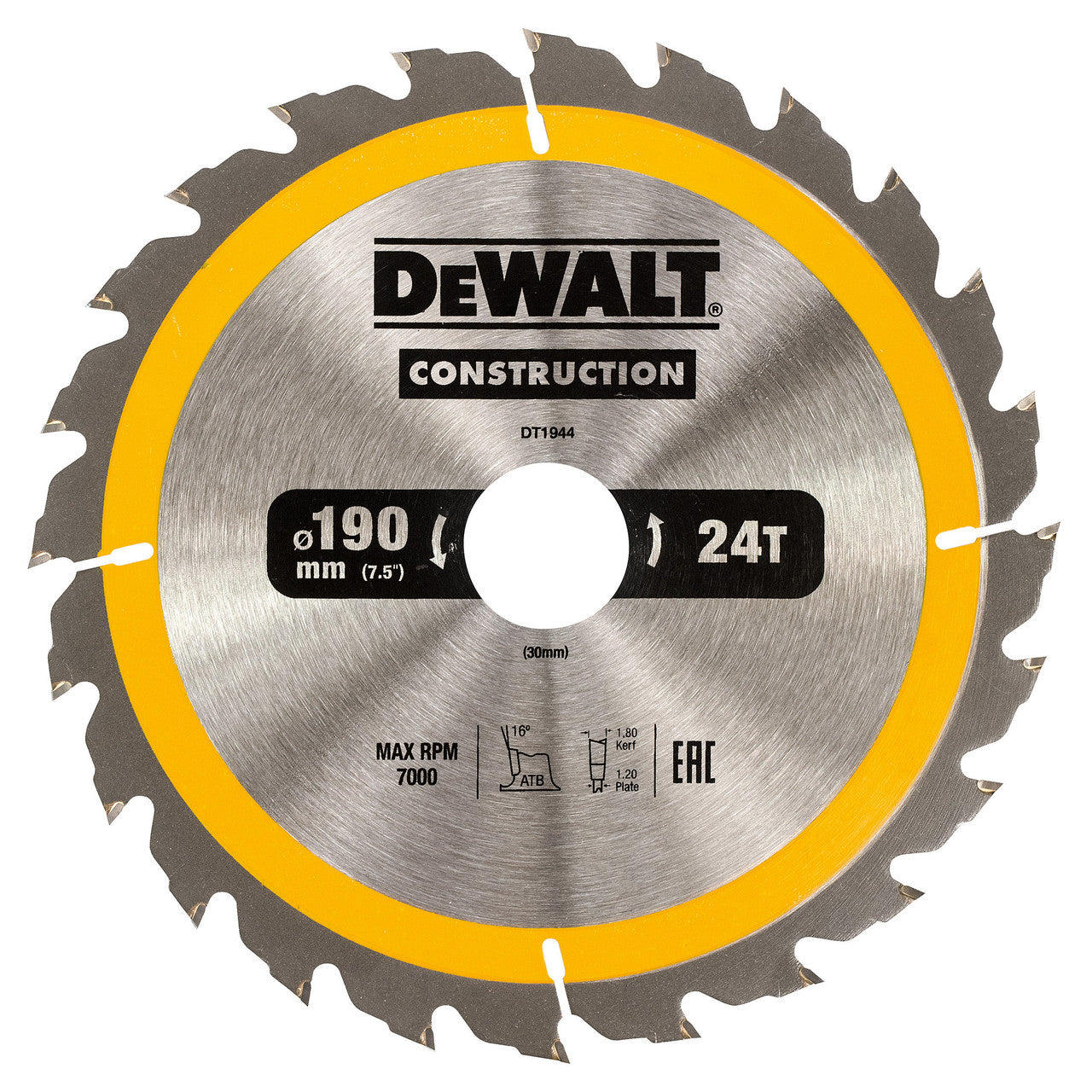 Dewalt Construction Circular Saw Blade 190 x 30mm x 24T DT1944