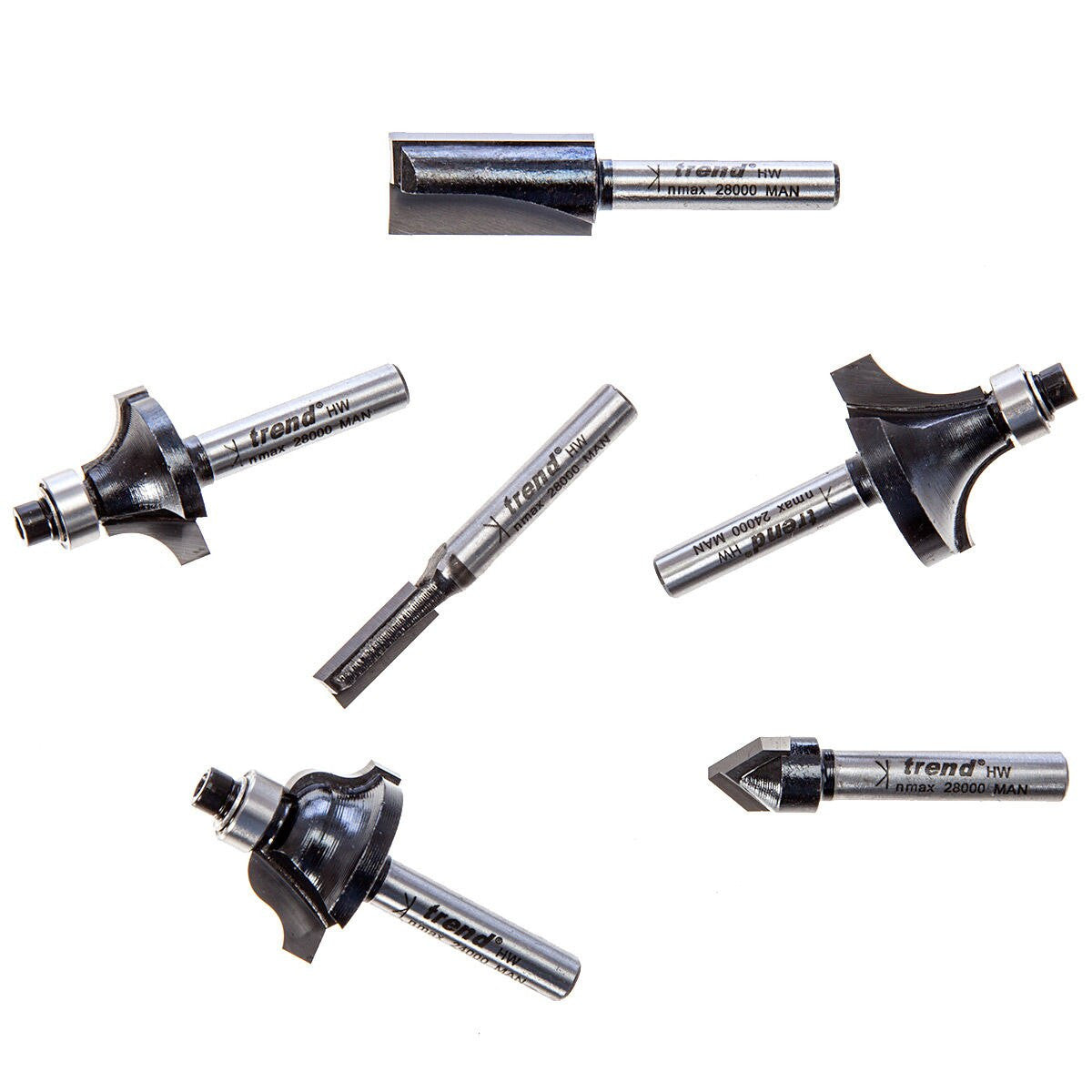 Trend 6 Piece Router Starter Cutter Set 1/4 Inch Shank TCT SET/SS11X1/4TC