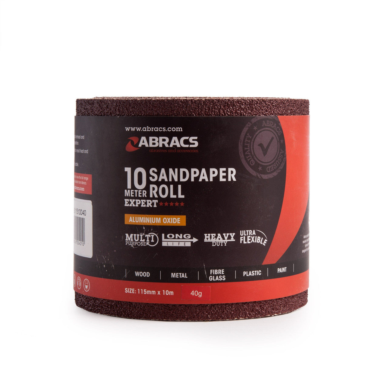 Abracs Sandpaper Roll 40 Grit 115mm x 10m Heavy Duty Ultra Flexible ABS11510040