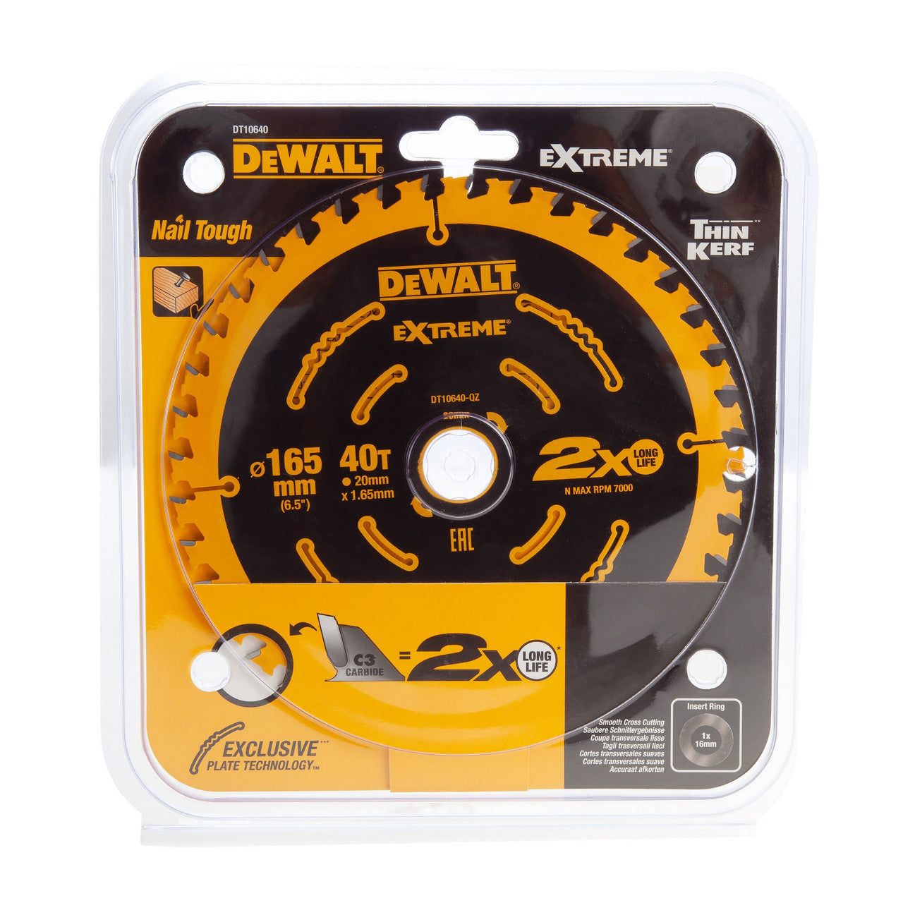 Dewalt Extreme Framing Circular Saw Blade for Wood 165 x 20mm x 40T DT10640