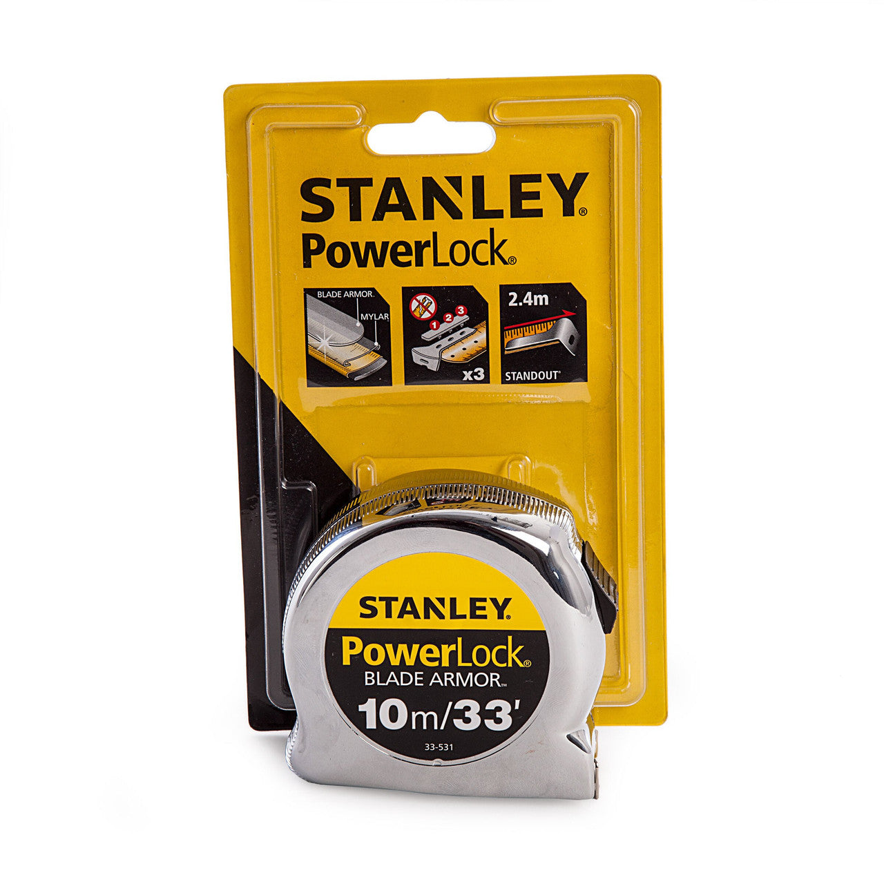 Stanley Powerlock Metric Imperial Tape Measure with Blade Armor 10m 0-33-531