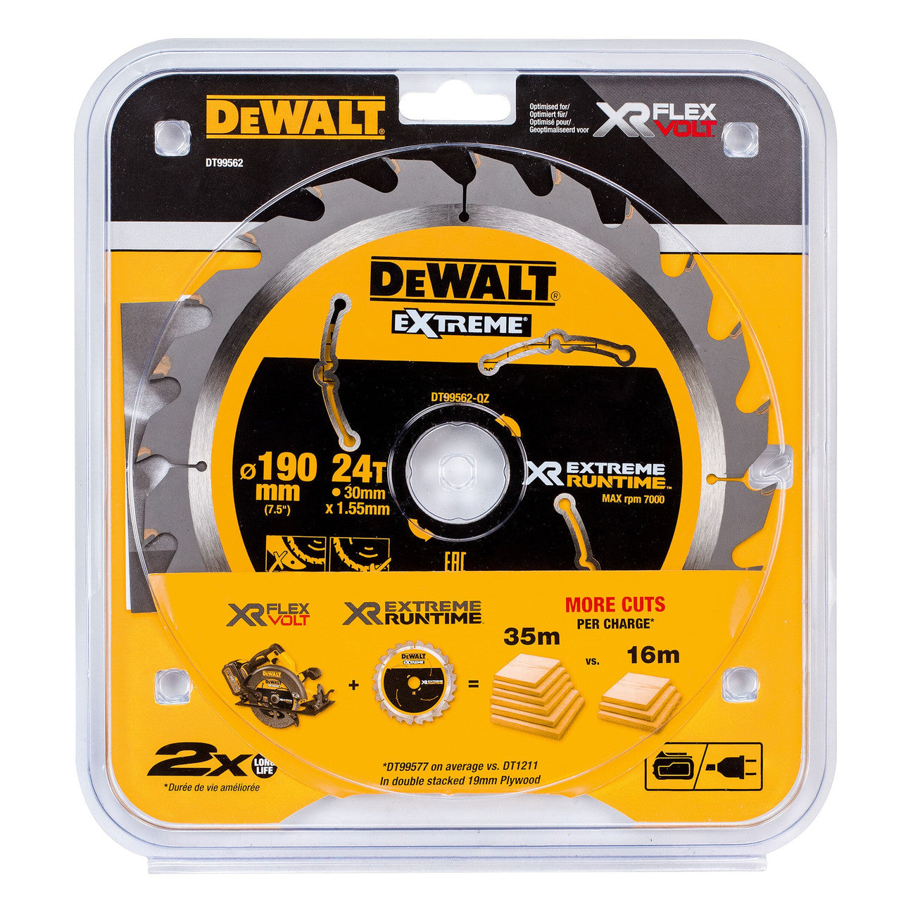 Dewalt Extreme Runtime Multi Purpose Circular Saw Blade 190 x 30mm x 24T DT99562