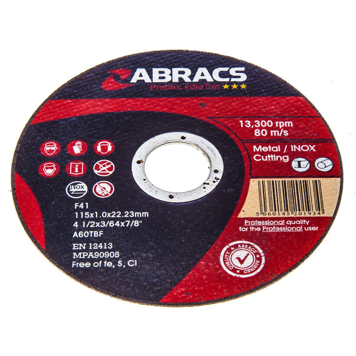 Abracs Proflex Extra Thin INOX Cutting Disc 115mm x 1mm 10 Pack PFET11510FI-10