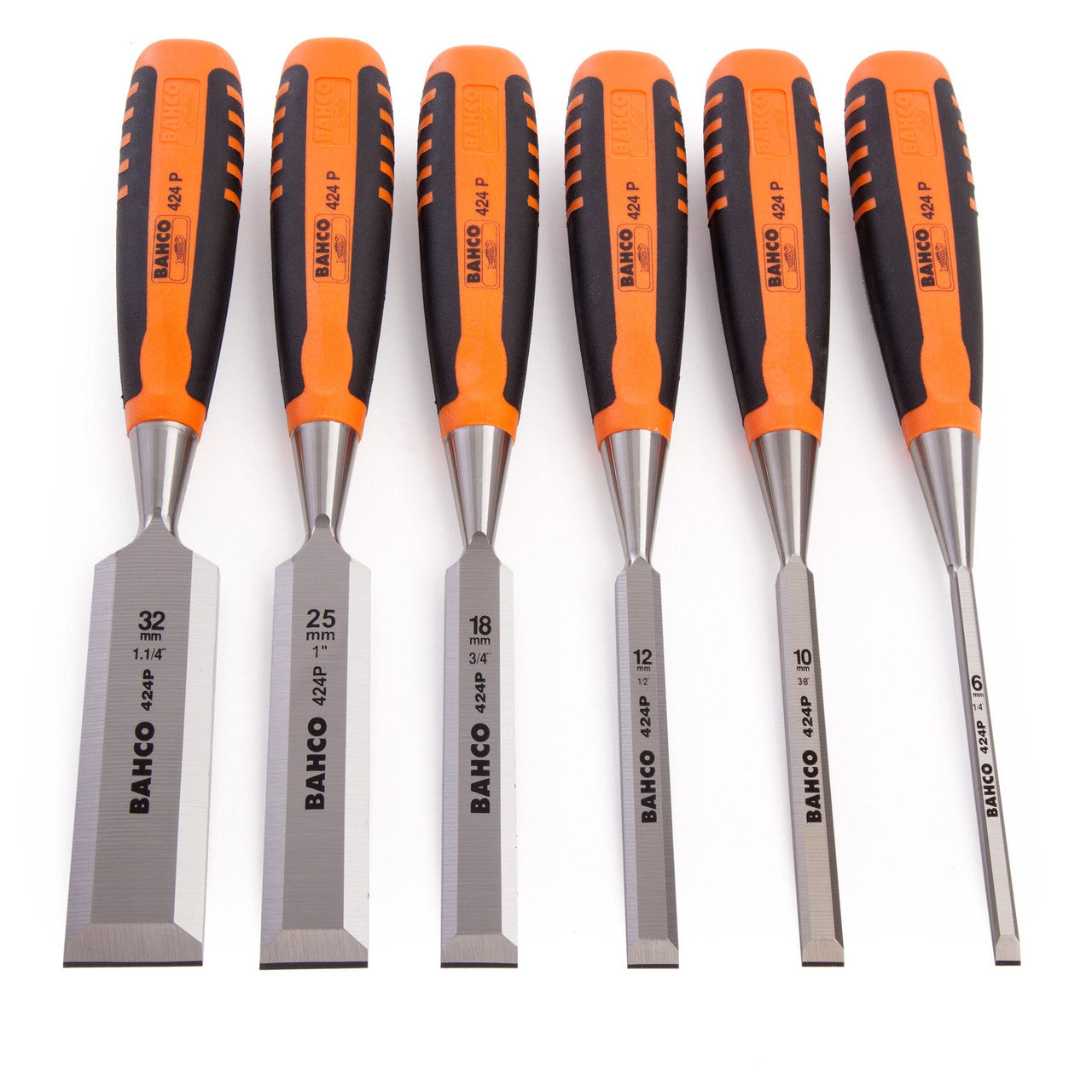Bahco Bevel Edge Wood Chisel Set 6 Piece in Wooden Box 424P-S6