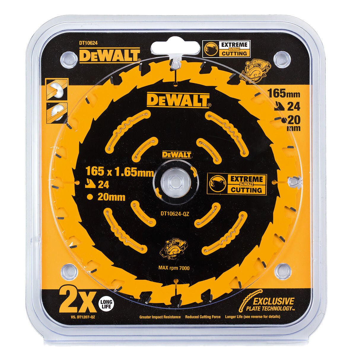 Dewalt Extreme Framing Circular Saw Blade for Wood 165 x 20mm x 24T DT10624