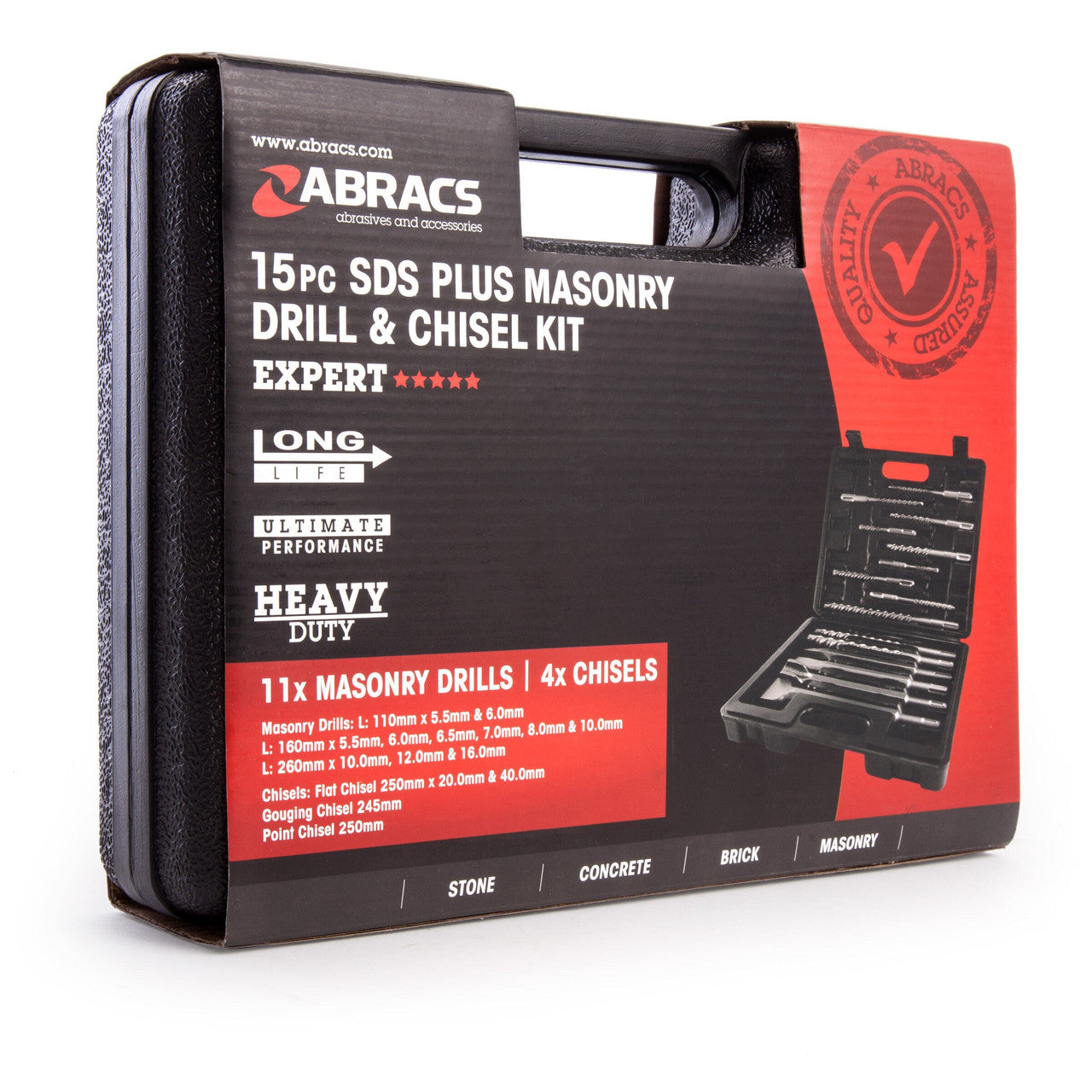 Abracs SDS Plus Masonry Drill Bit And Chisel Set 15 Piece Heavy Duty DCSET15
