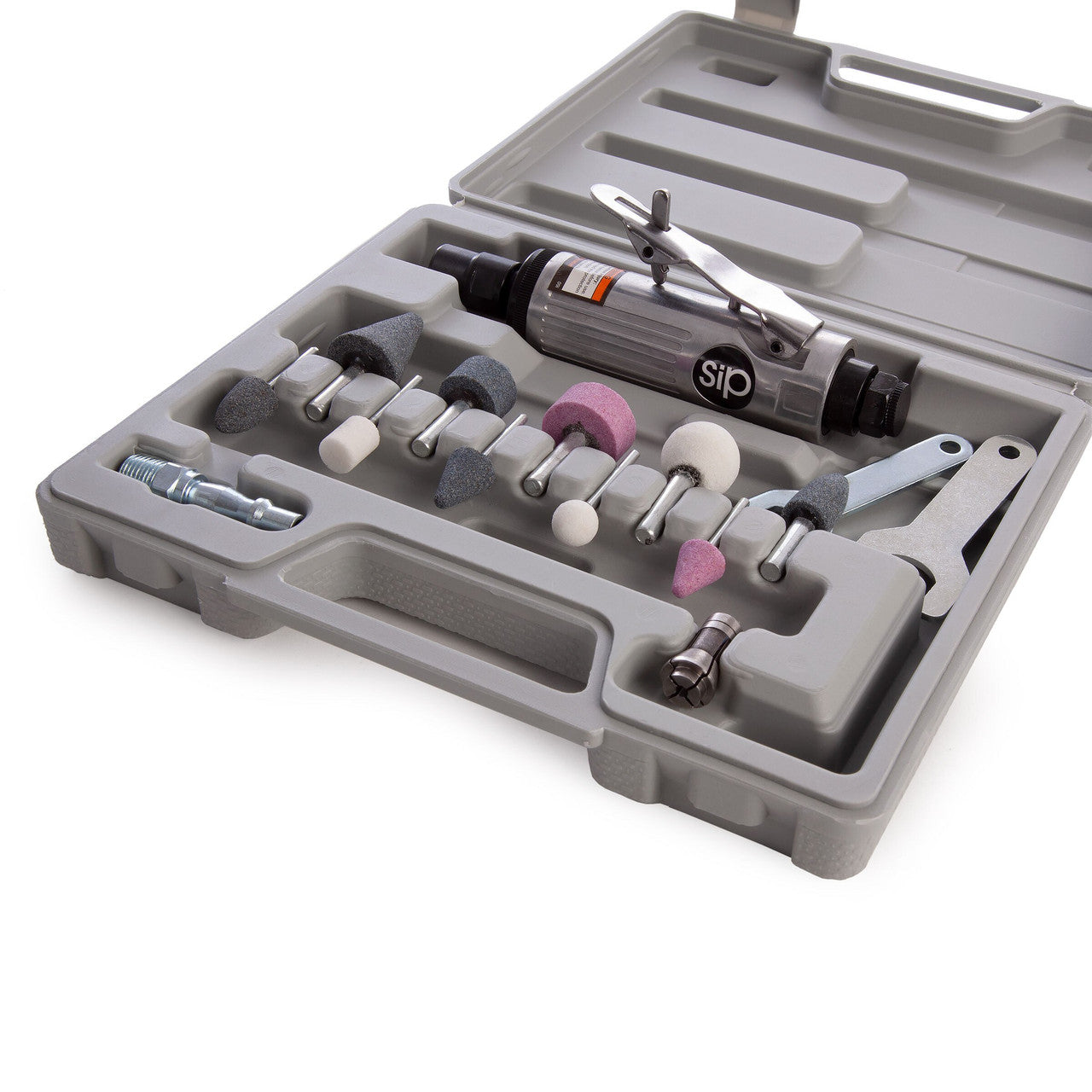 SIP 1/4" Air Die Grinder Kit With 10 Stones 1/4" & 1/8" Collets 01607