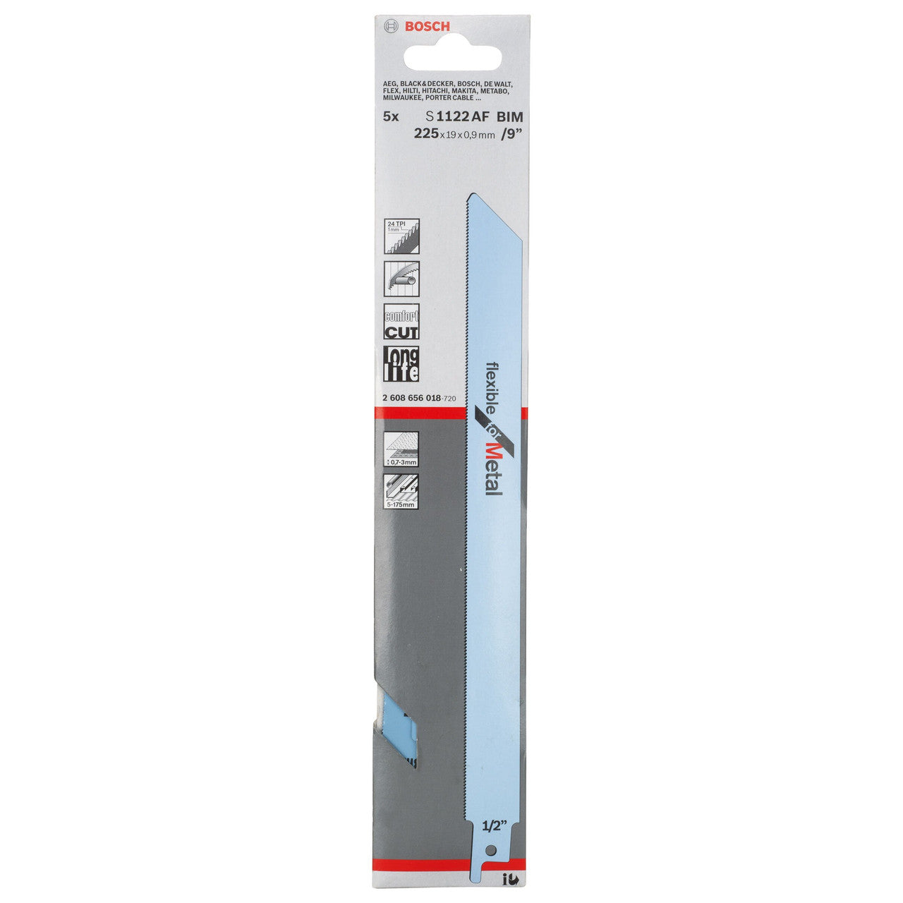 Bosch Reciprocating Saw Blades for Metal 225mm Pack Of 5 S1122AF