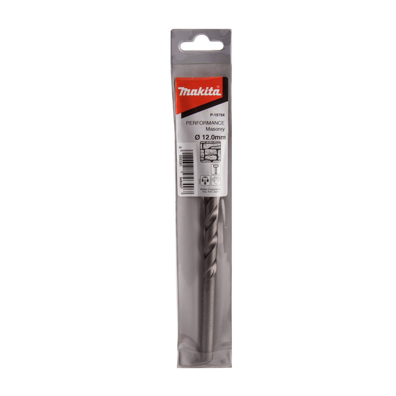 Makita Standard Masonry Straight Shank Drill Bit 12 x 150mm Tungsten Tip P-19794