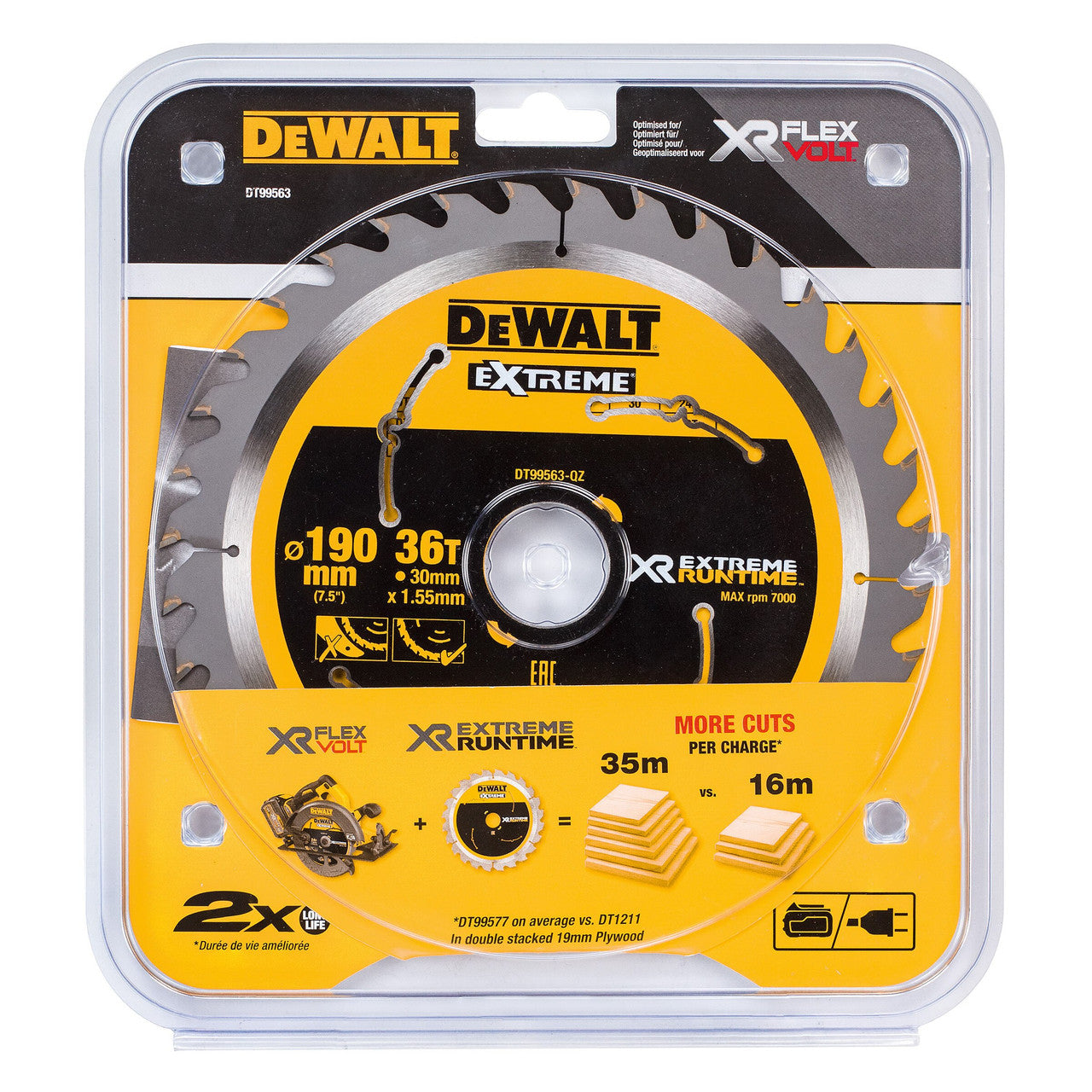Dewalt Extreme Runtime Multi Purpose Circular Saw Blade 190 x 30mm x 36T DT99563