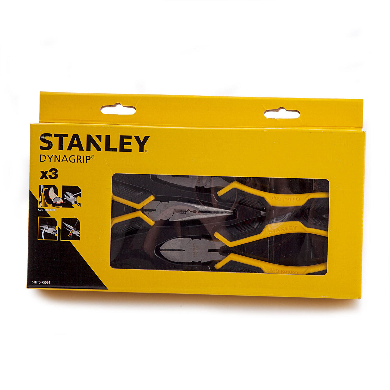 Stanley Control Grip Plier Set 3 pc Diagonal Long Nose Combination STHT0-75094