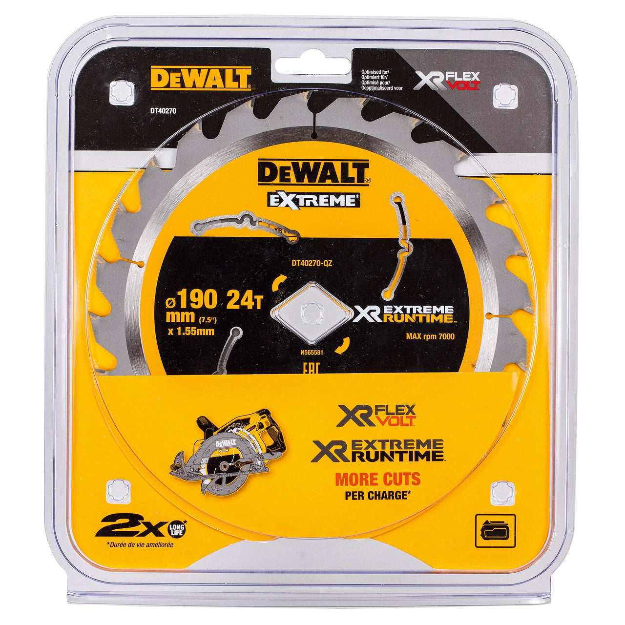Dewalt Extreme Runtime Circular Saw Blade for DCS577 190mm x 24T DT40270