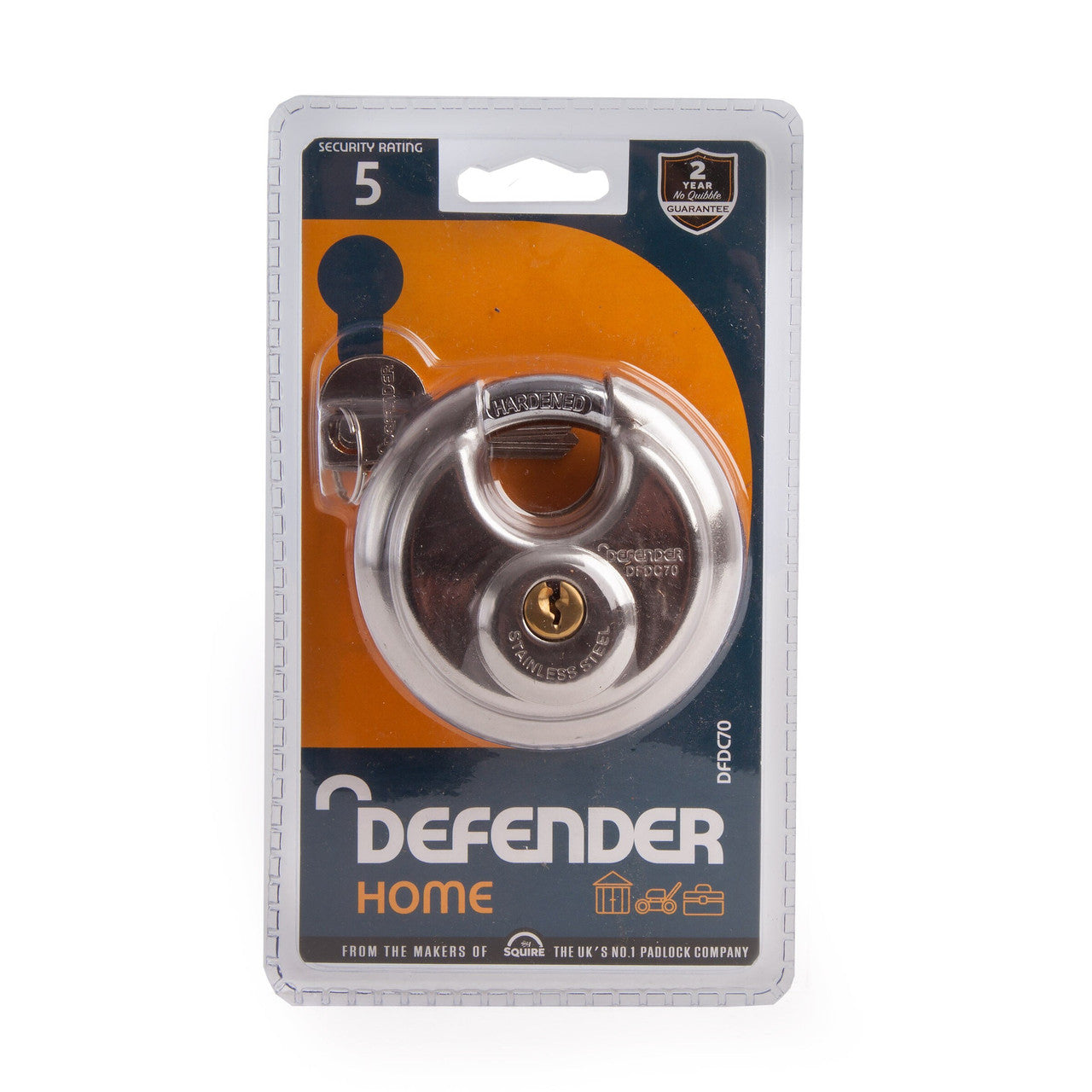 Henry Squire Discus Padlock Branded Defender 70mm Shackle Diameter 9.5mm DFDC70