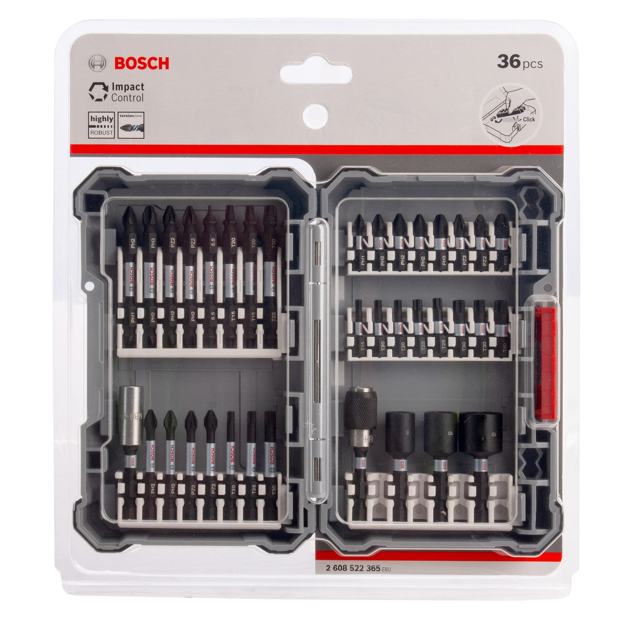 Bosch Impact Screwdriver Bit Set 36 Piece Mixed Kit With Holder 2608522365