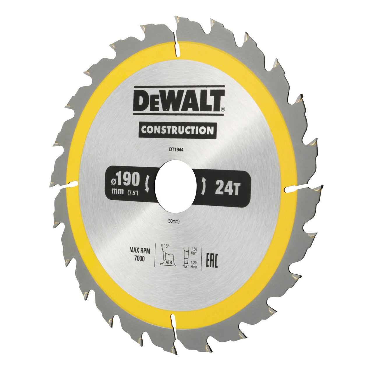 Dewalt Construction Circular Saw Blade 190 x 30mm x 24T DT1944