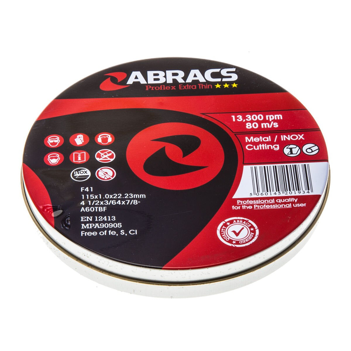 Abracs Proflex Extra Thin INOX Cutting Disc 115mm x 1mm 10 Pack PFET11510FI-10