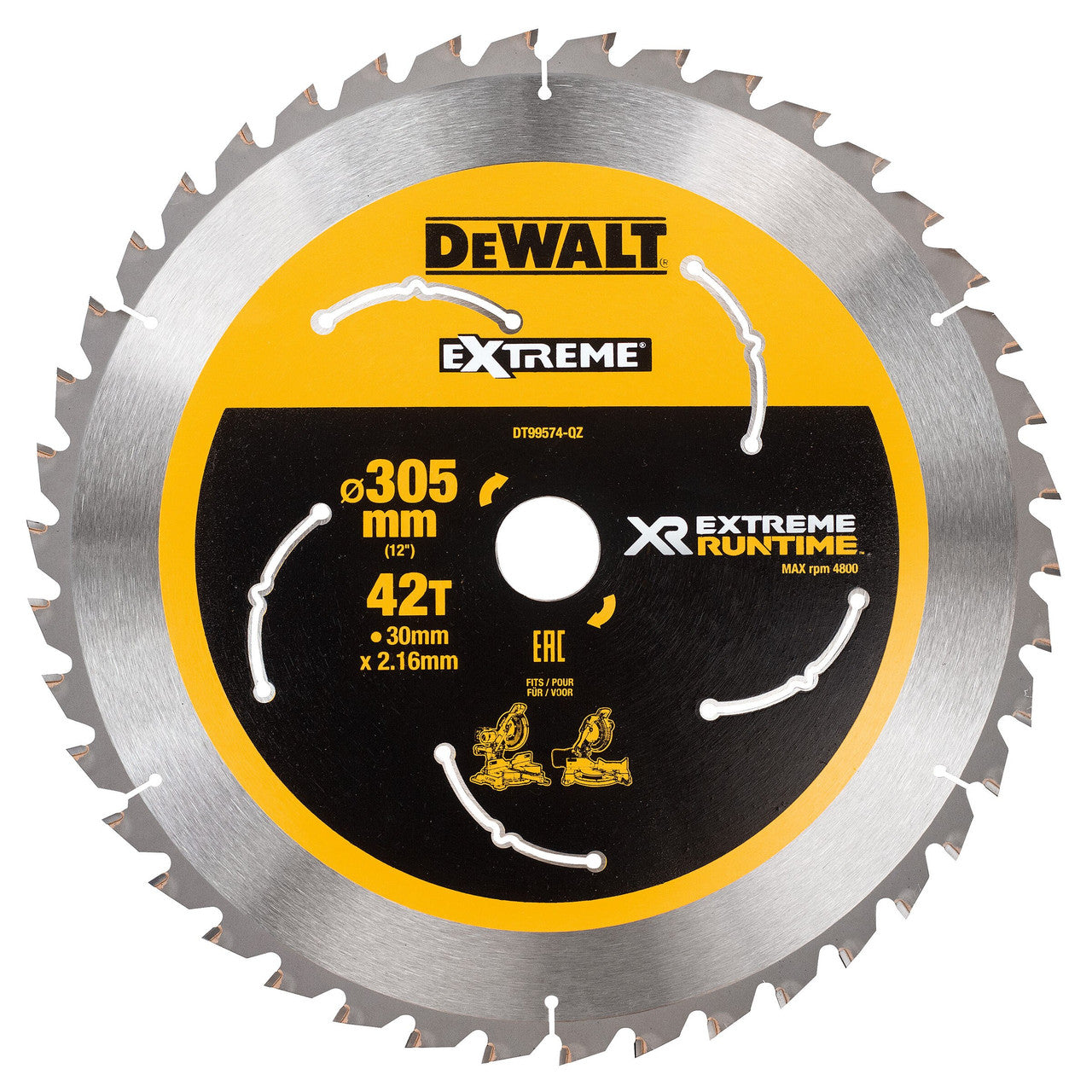 Dewalt XR Extreme Runtime Mitre Saw Blade 305mm x 30mm x 42T Thin kerf DT99574