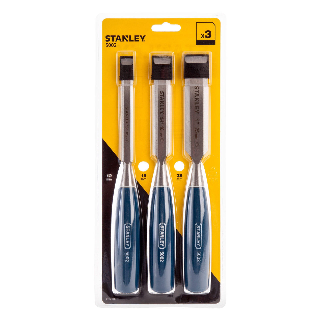 Stanley Bevel Edge Wood Chisel Set of 3 12mm, 18mm and 25mm 0-16-128 5002