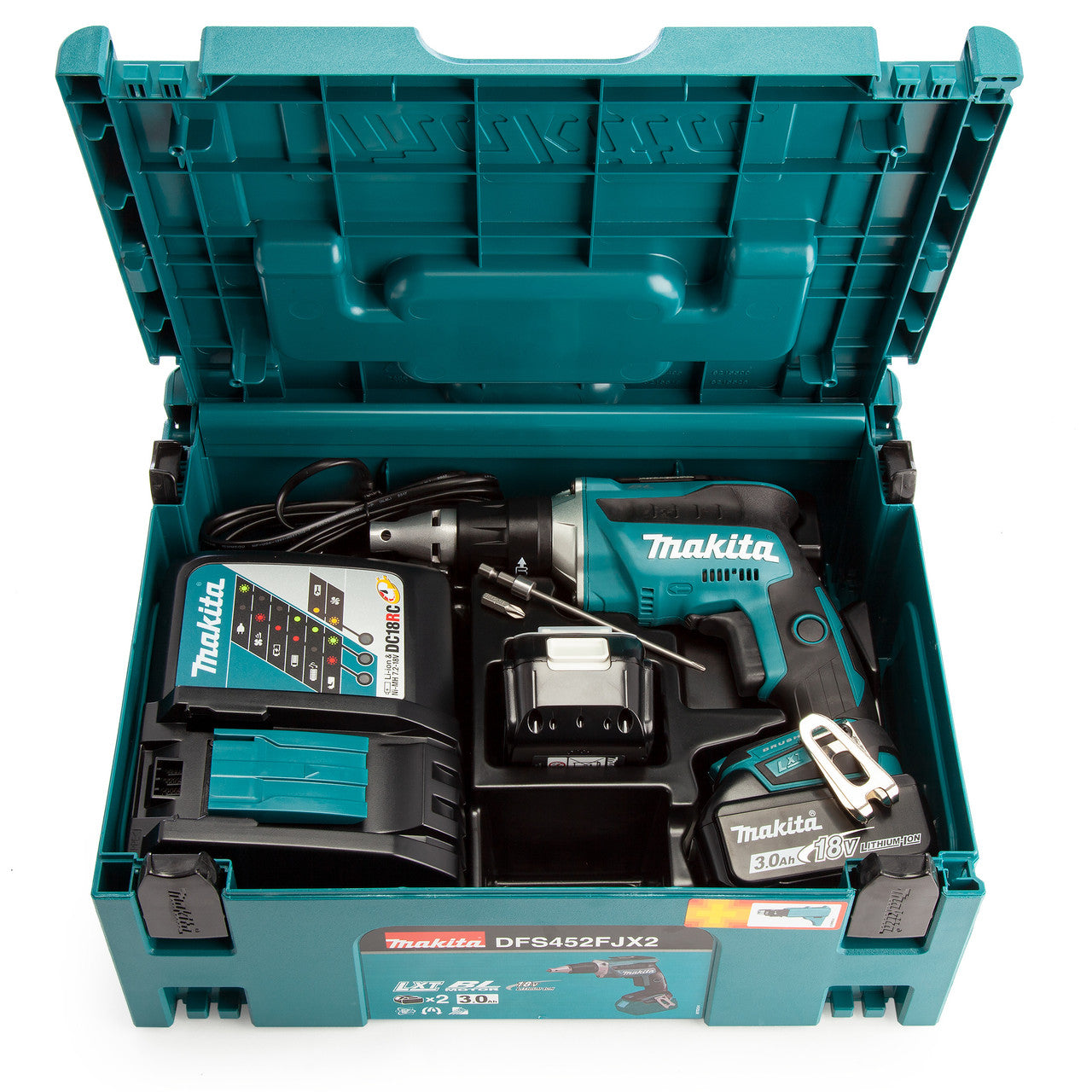 Makita18V Brushless Drywall Screwdriver Autofeed Attachment 2 x 3.0Ah DFS452FJX2