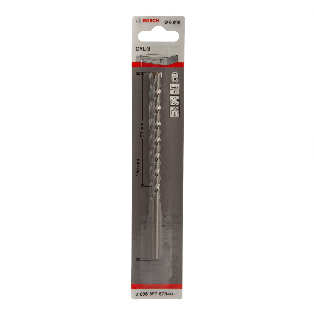 Bosch CYL-3 Silver Percussion Masonry Drill Bit 6 x 90 x 150mm 2608597679