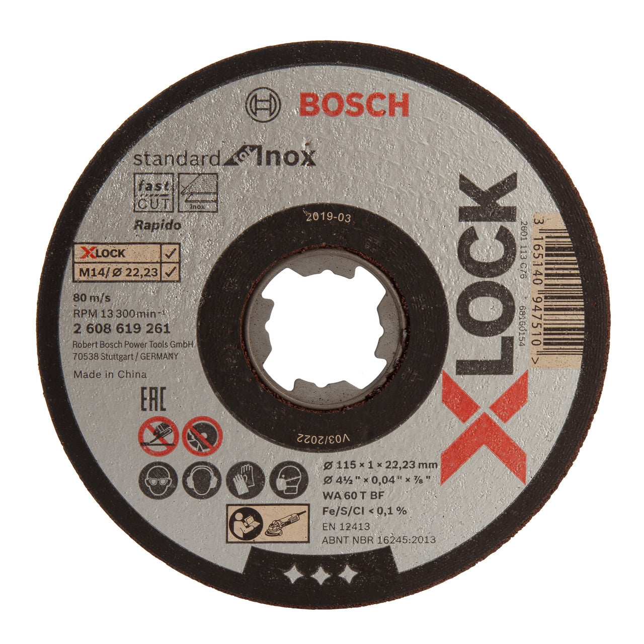 Bosch X-LOCK Inox Quick Change Cutting Discs 115mm x 1mm 10 Pack 2608619266
