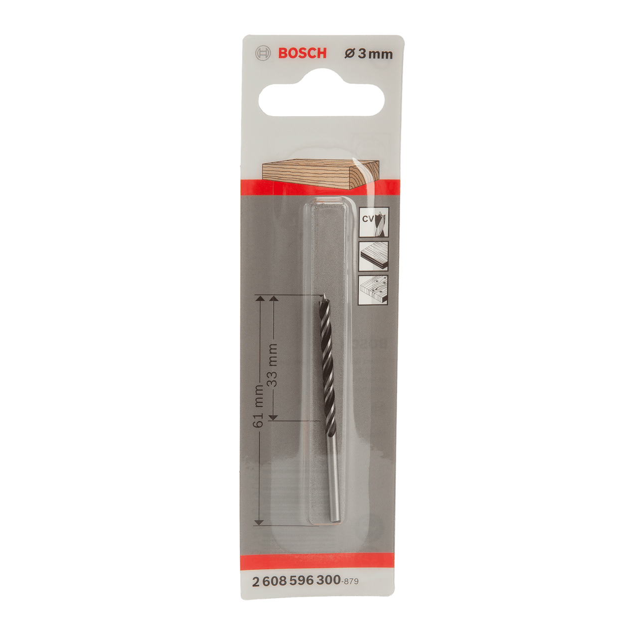 Bosch Brad Point Wood Drill Bit 3 x 61mm Centring Tip Two Flutes 2608596300