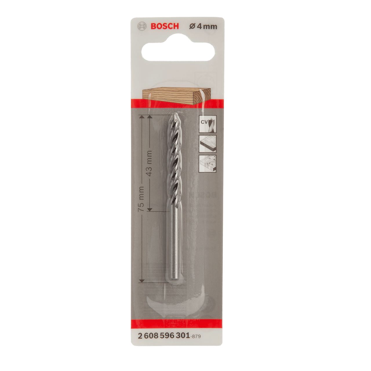 Bosch Brad Point Wood Drill Bit 4 x 75mm Centring Tip Two Flutes 2608596301