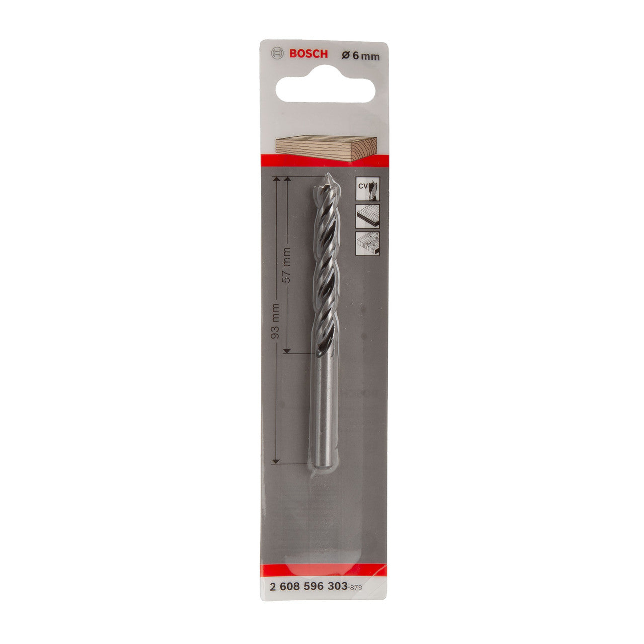Bosch Brad Point Wood Drill Bit 6 x 93mm Centring Tip Two Flutes 2608596303