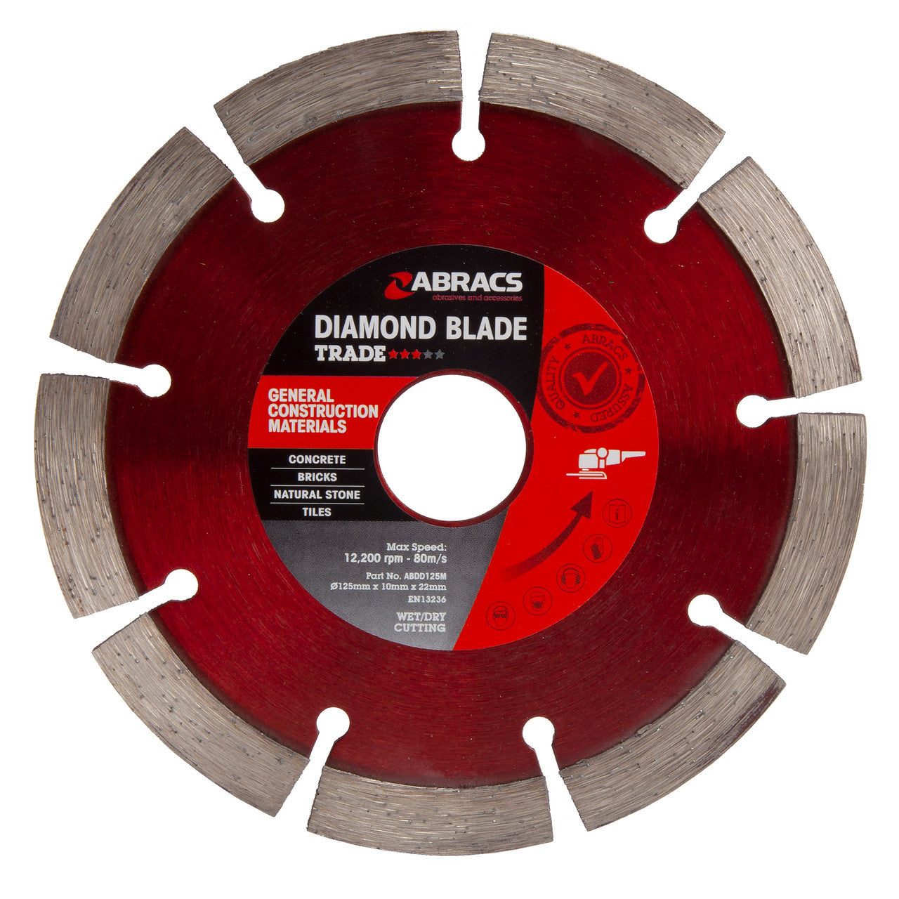 Abracs Trade General Purpose Diamond Cutting Blade 125mm x 10mm x 22mm ABDD125M