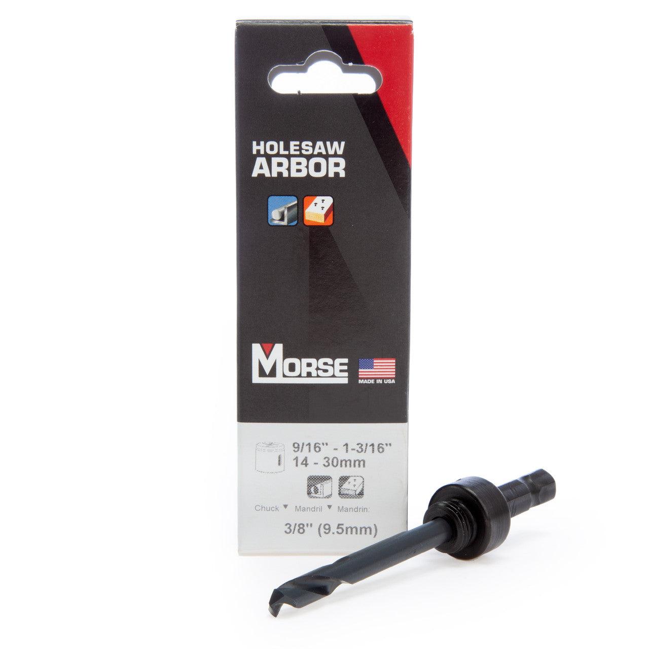 Morse 3/8in Hex Pin Arbor Range 14-30mm For Hole Saw Heavy Duty MA34