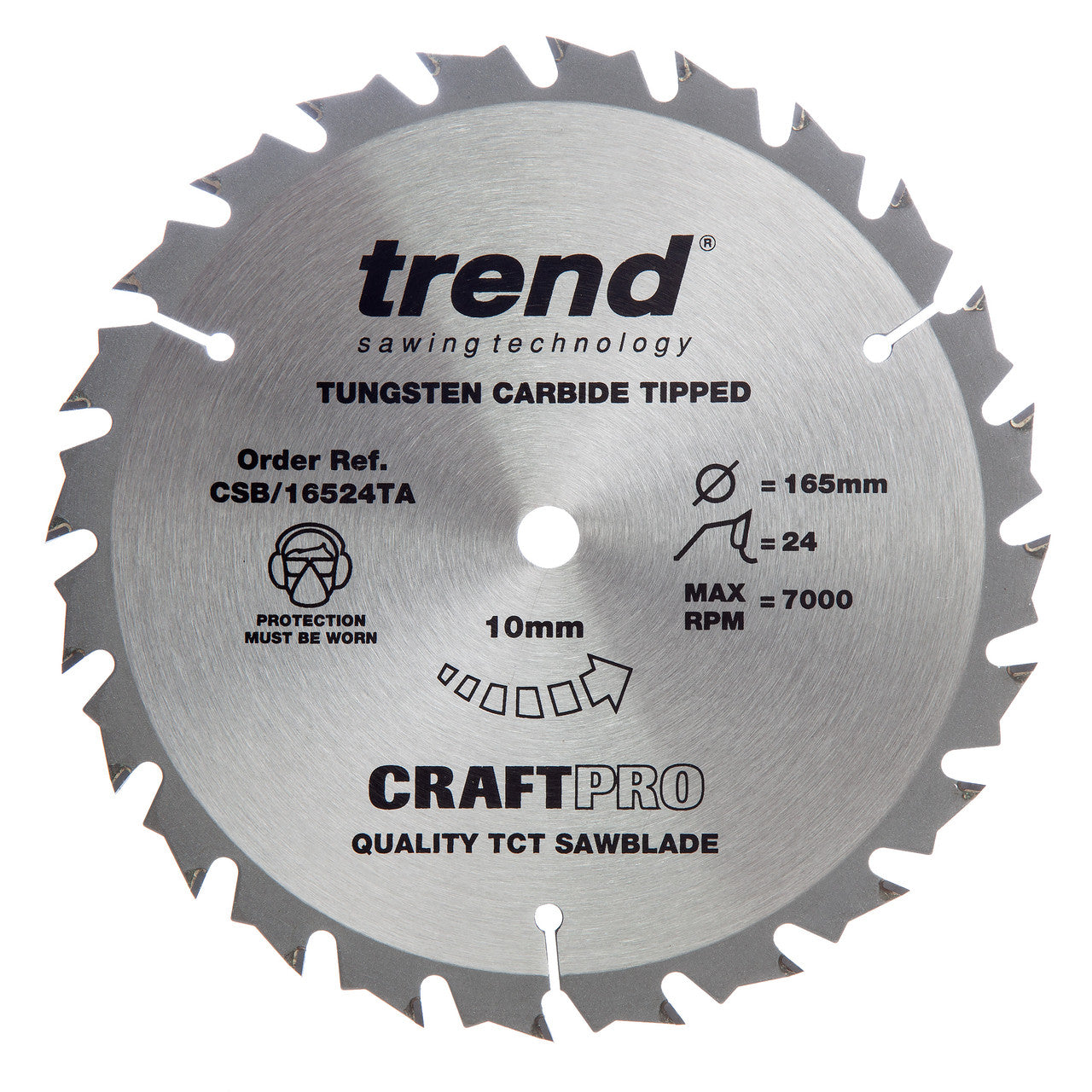 Trend CraftPro Circular Saw Blade for Wood 165 x 10mm x 24T CSB/16524TA