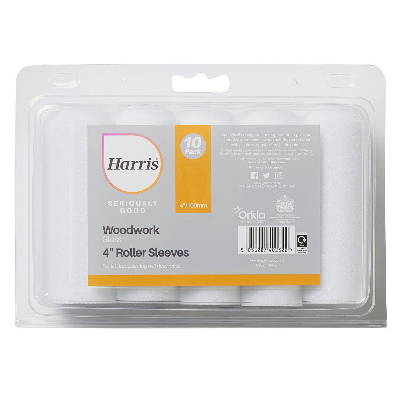 Harris Seriously Good Woodwork Gloss Mini Roller Sleeve 4" 10 Pack 102022001