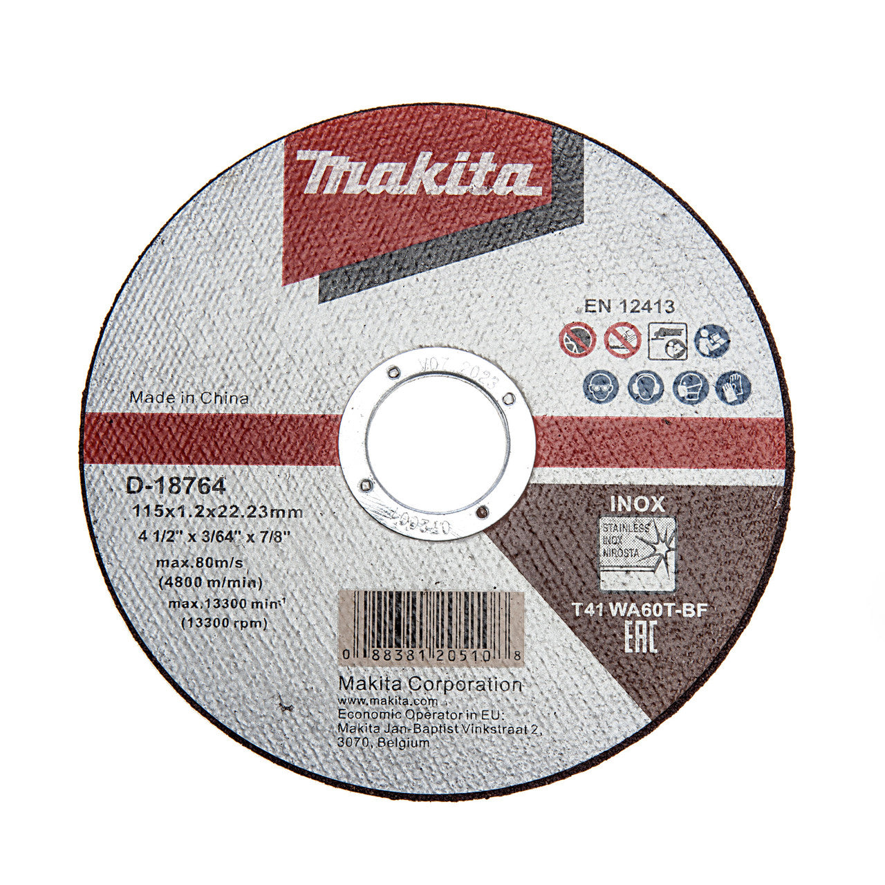 Makita Thin Cutting Disc 115mm x 1.2mm Bore Size 22.23mm Tub of 100 D-18764-100