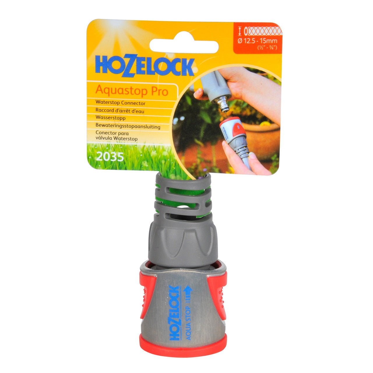 Hozelock Pro Garden Water Stop Metal Connector Hose Dia 12.5- 15mm 2035
