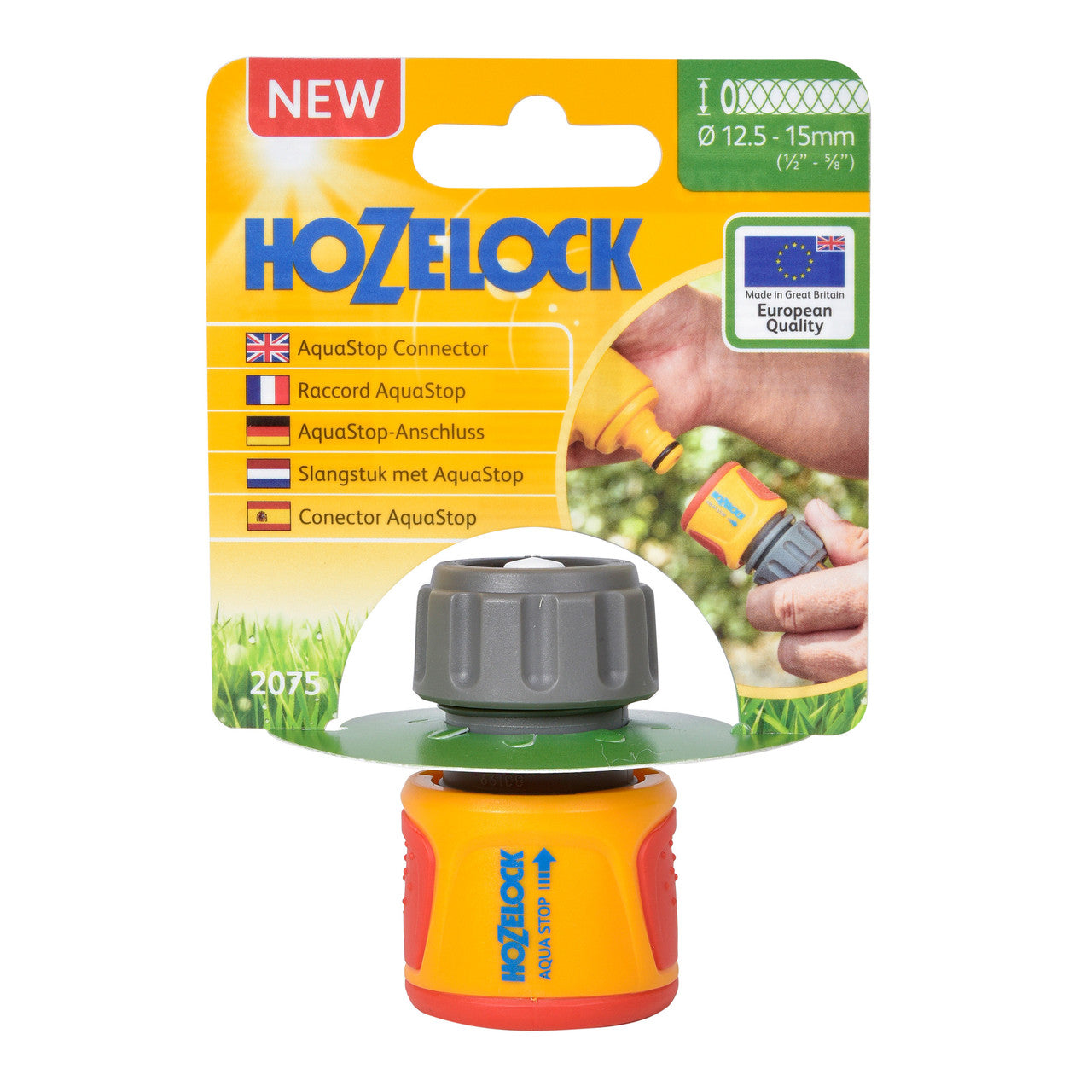 Hozelock Water Stop Connector 12.5 - 15mm Automatically Shuts Off 2075
