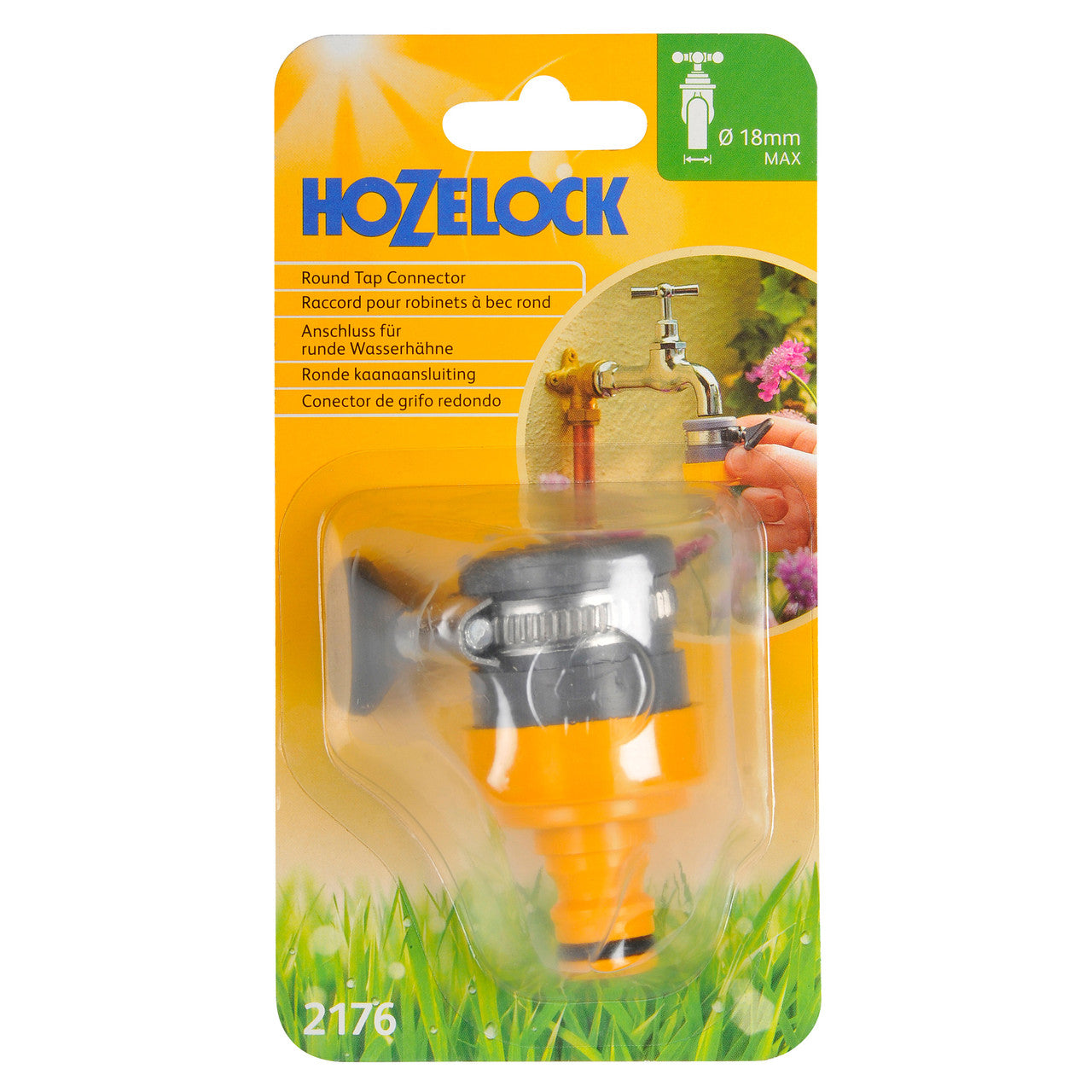 Hozelock Round Mixer Tap Hose Connector 14 - 18mm Indoor Outdoor Use 2176