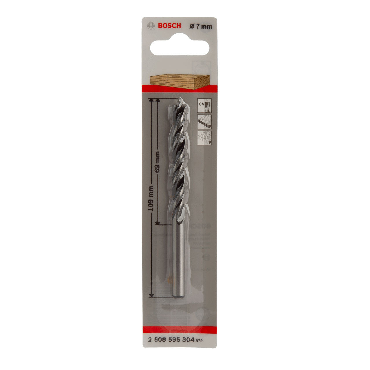 Bosch Brad Point Wood Drill Bit 7 x 109mm Centring Tip Two Flutes 2608596304