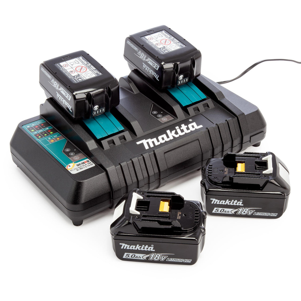 Makita 18/36V Circular Saw & Combi Drill Twin Pack 4 x 5.0Ah Batts DLX2140PTJ