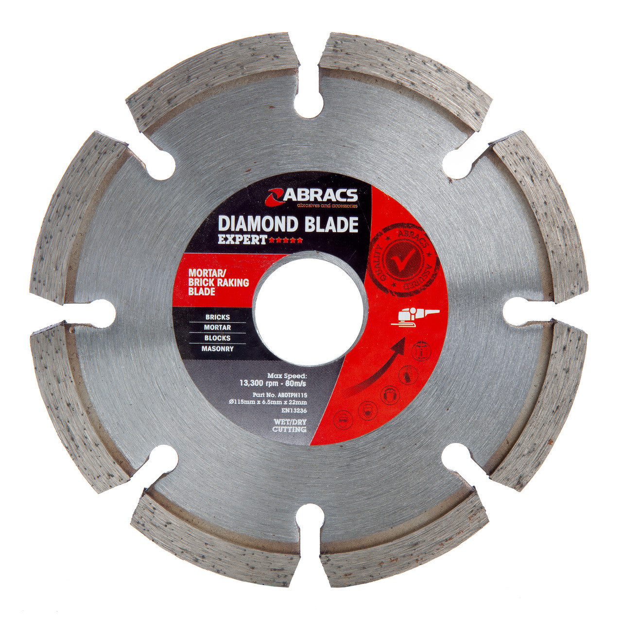 Abracs Expert Mortar Brick Raking Diamond Blade 115mm x 6.5mm x 22mm ABDBTPH115