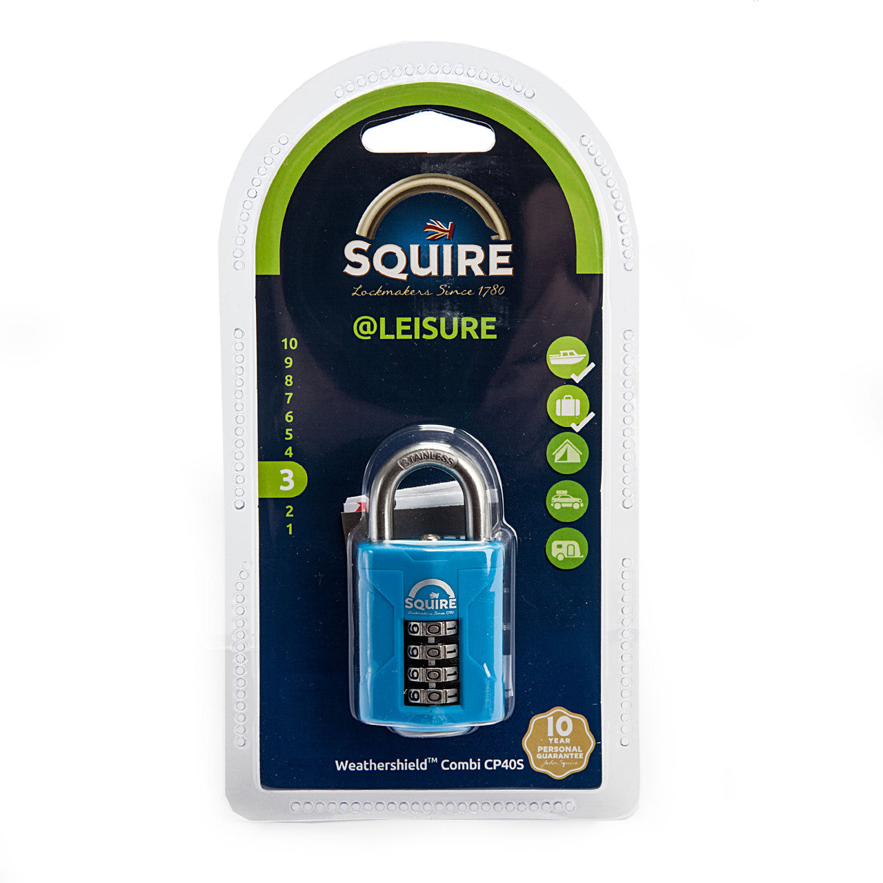Henry Squire Rustproof Combi Padlock with Stainless Steel Shackle 40mm CP40S