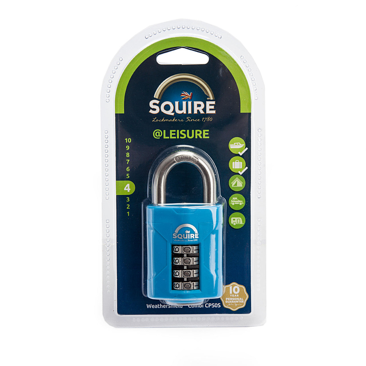 Henry Squire Rustproof Combi Padlock with Stainless Steel Shackle 50mm CP50S