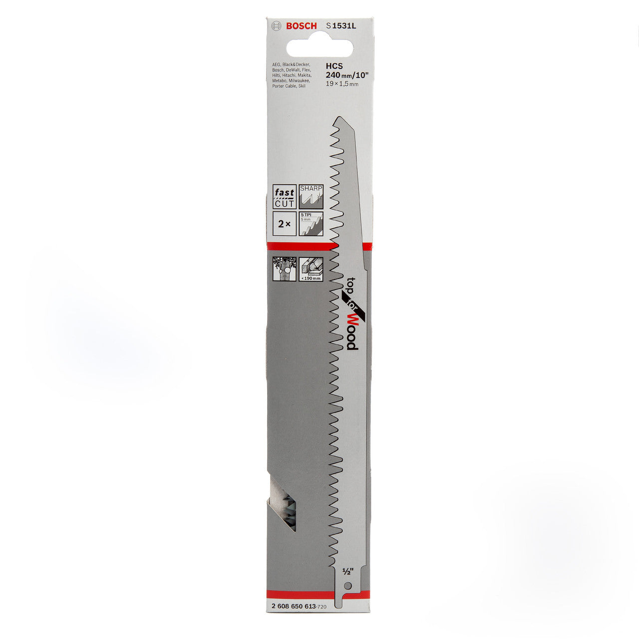 Bosch Reciprocating Saw Blade for Wood 240mm Pack Of 2 S1531L