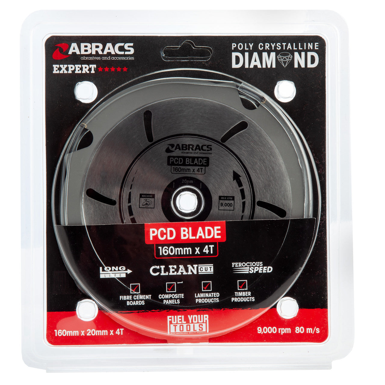 Abracs PDC Circular Saw Blade for Fibre Cement Board 160 x 20mm x 4T PCD1604